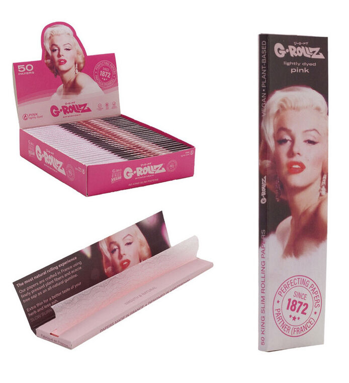 G-ROLLZ | Radio Days 'Fabulous Face' Rosa - 50 papeles por librillo King Size (expositor de 25 librillos )